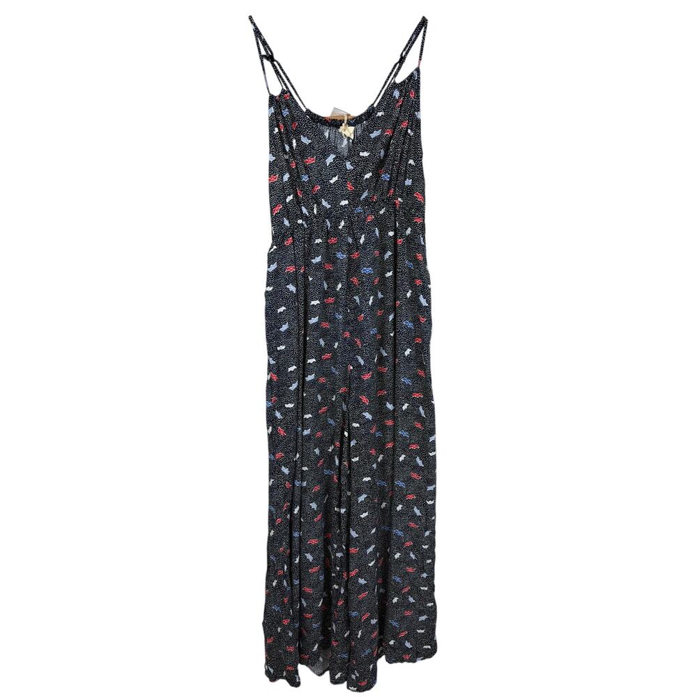 NWT Mello Day Blue Sailboat Print Jumpsuit Overalls Size MEDIUM